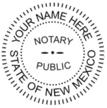 New Mexico Notary Self Inking Circular Grey Body Stamp, Sample Image